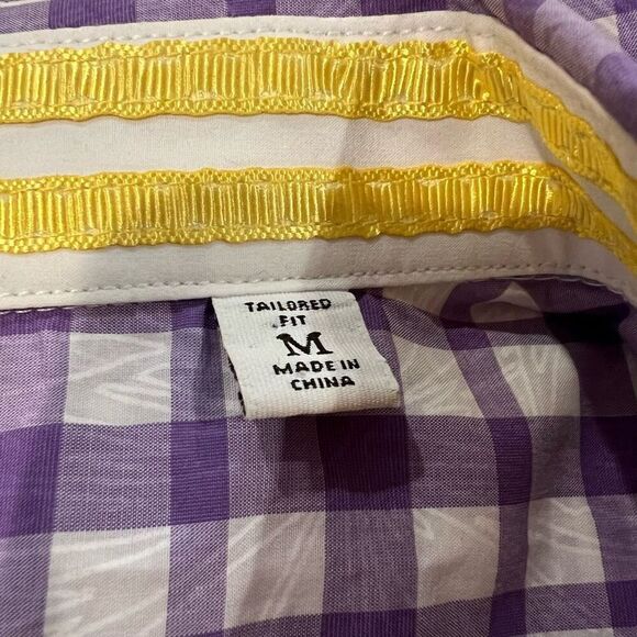 Robert Graham Purple Window Pane Short Sleeve Button Down Shirt Size M - Picture 7 of 10